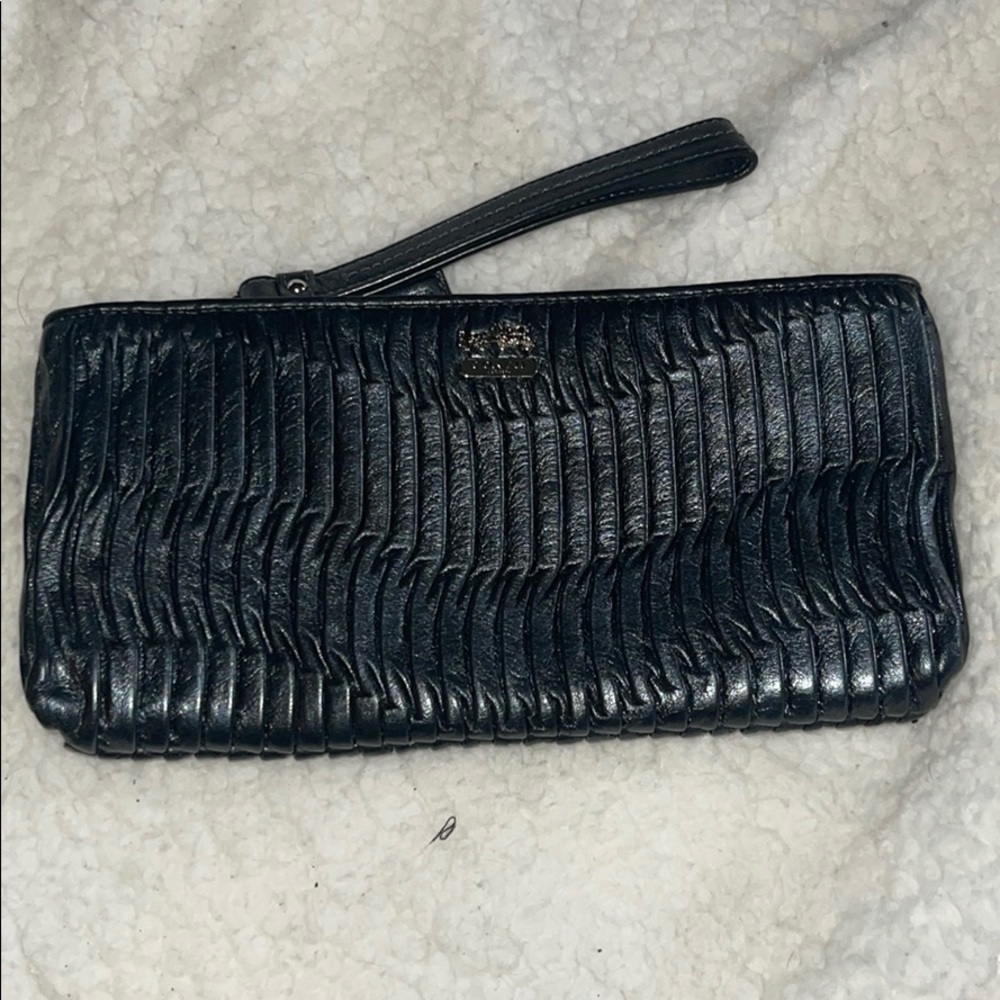 Coach pleated leather wristlet